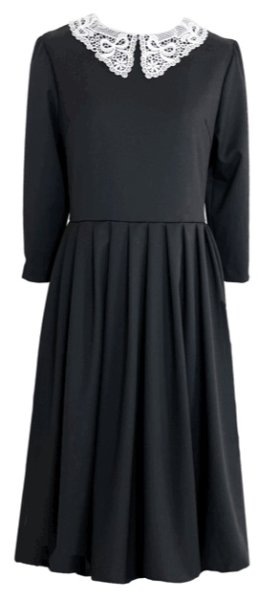 画像1: レース襟付きブラックドレス (1)