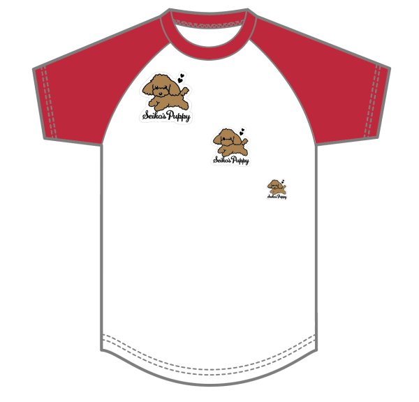 画像1: Seiko's Puppy ラグランTシャツW×RED (1)