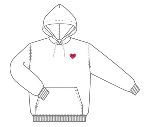 画像1: ハートワッペン付パーカー WHITE (1)