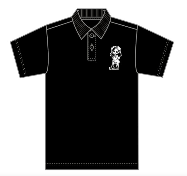 画像1: Seiko Chan イラストポロシャツ BLACK (1)