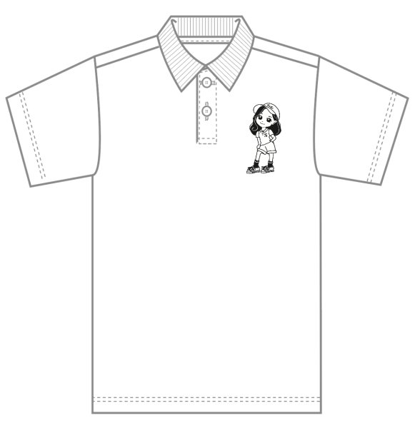 画像1: Seiko Chan イラストポロシャツ WHITE (1)