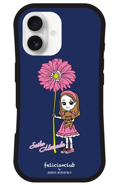 画像1: ガーベラグリップケース NAVY [iPhone専用] (1)